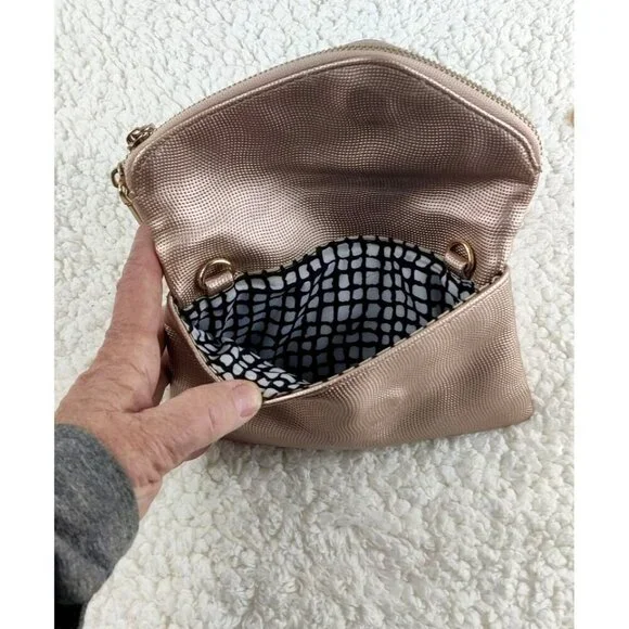 Wristlet by Urban Expression Gold Three-Way Clutch Certified Vegan Evening or Da - Picture 5 of 15